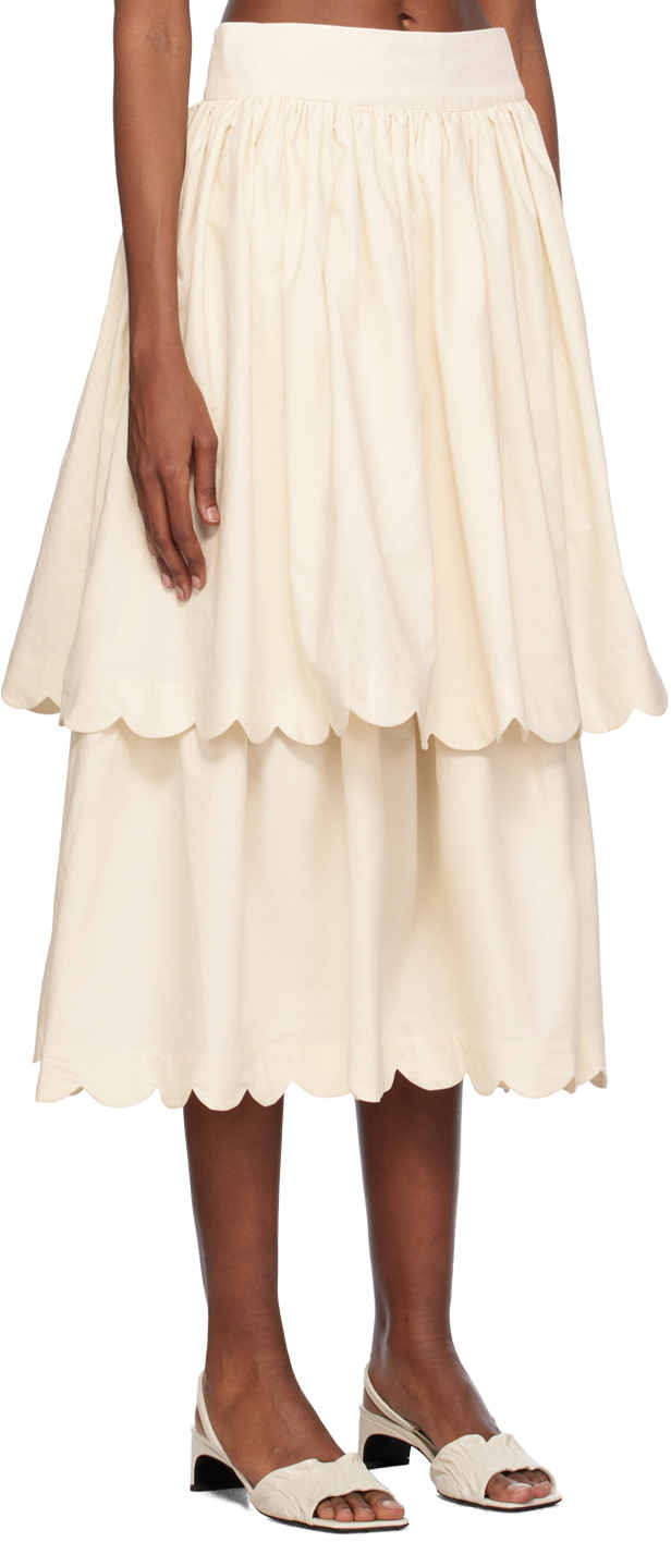 Le Petit Trou Off-White Frida Midi Skirt