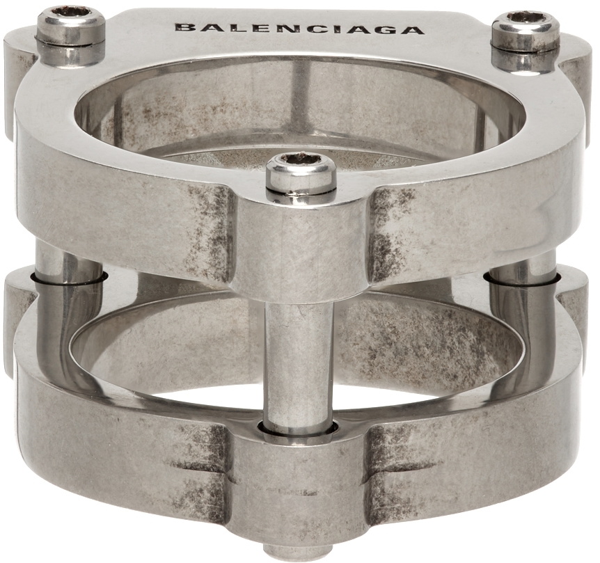 【BALENCIAGA】Gear Ring In llic Silver Balenciaga Silver & White Gear Ring Balenciaga
