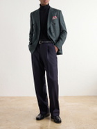 Mr P. - Double-Breasted Woven Wool, Silk and Linen-Blend Blazer - Green