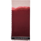 Alexander McQueen Red and Pink Selvedge Dip-Dye Scarf