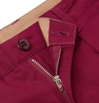 Monitaly - Tapered Pleated Cotton-Sateen Trousers - Men - Burgundy