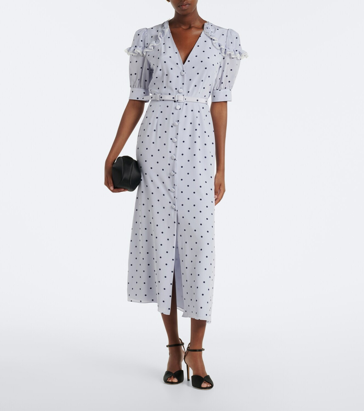 Alessandra Rich Belted polka-dot silk midi dress