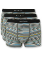 Paul Smith - Three-Pack Striped Stretch-Cotton Boxer Briefs - Green