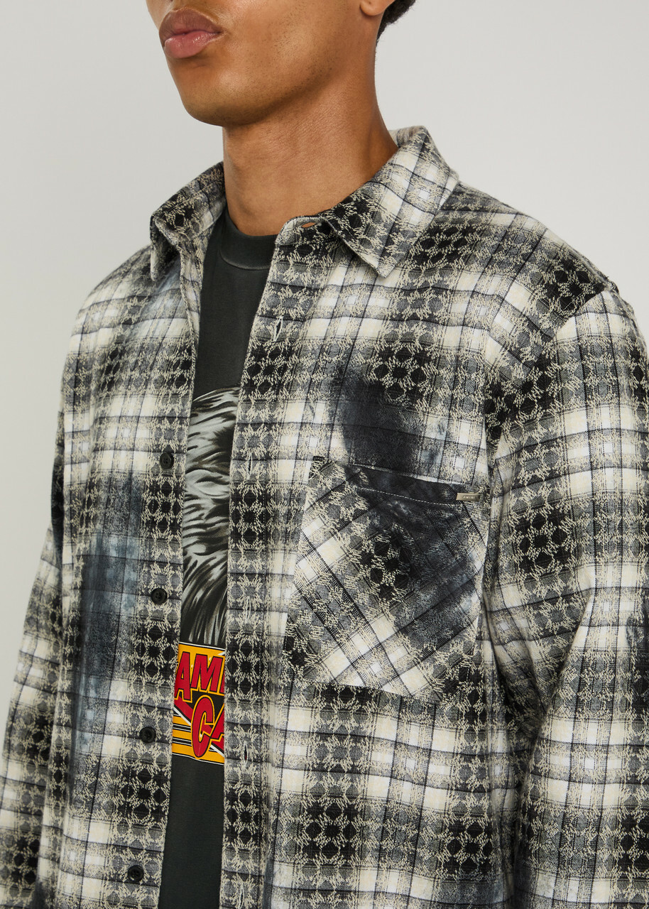 【AMIRI】Ma quad bleached flannel shirt Amiri MA Quad Bleached Flannel Shirt Black Amiri