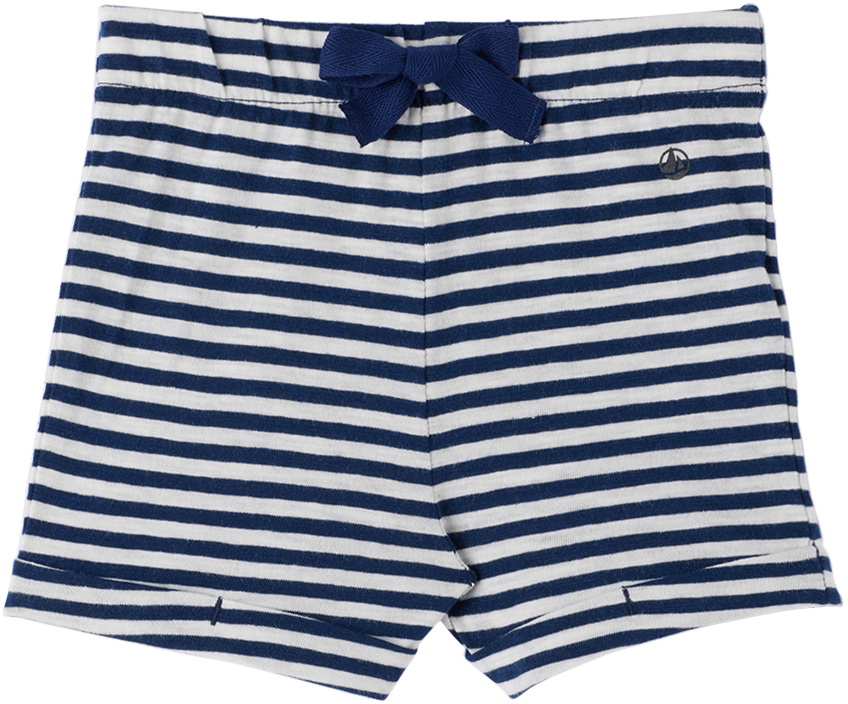Petit Bateau Baby Navy & White Striped Shorts