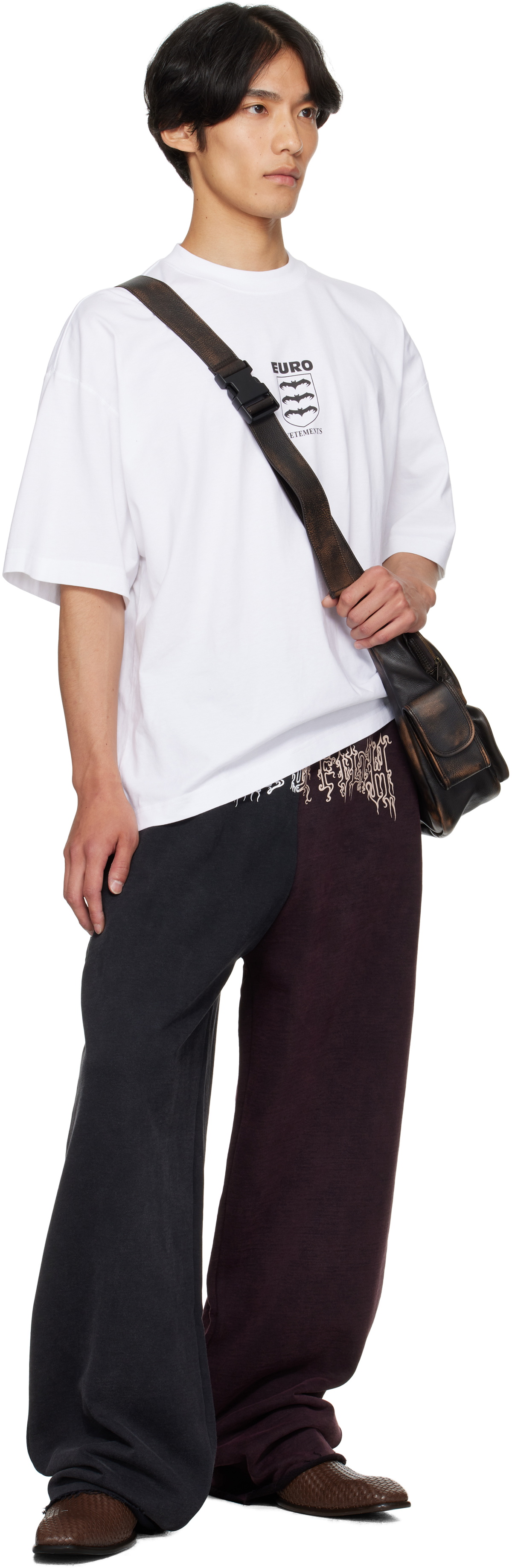 VETEMENTS Black & Burgundy Cradle of Filth Cut-Up Baggy Sweatpants