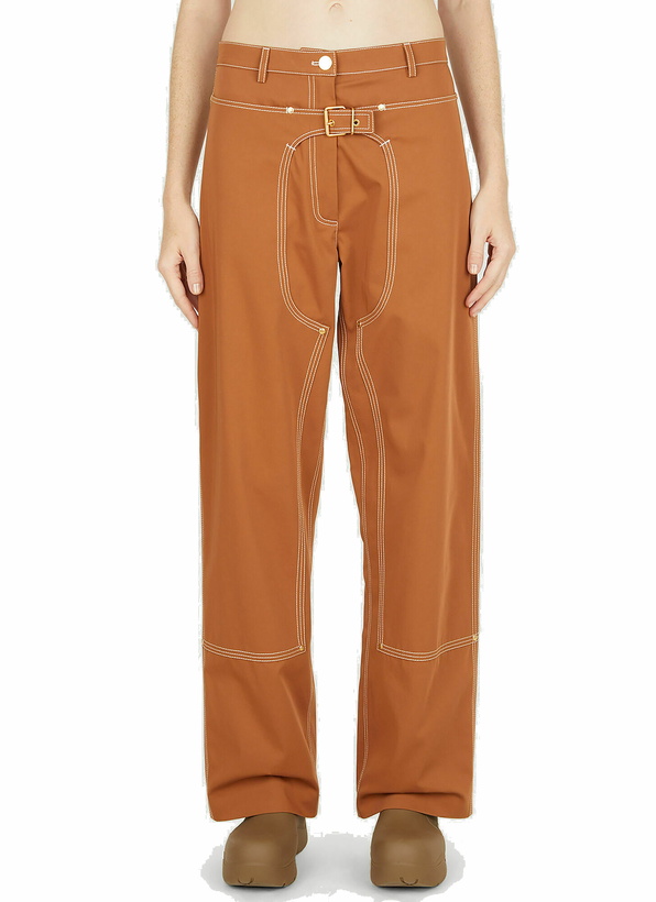 Photo: Contrasting Stitching Pants in Orange