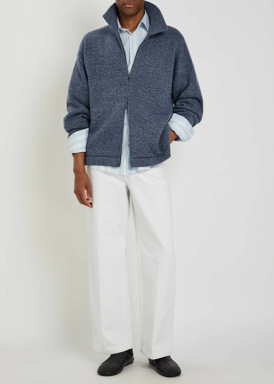 The Elder Statesman Hunter Zip-through Cashmere Jacket Blue