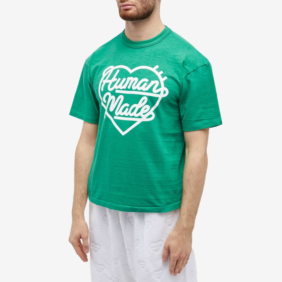 Human Made Men's Heart Slub T-Shirt in Green Human Made