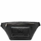 Gucci Men's Embossed GG Leather Waist Bag in Black