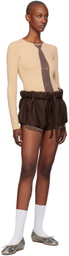 OPEN YY Tan Necktie Bodysuit