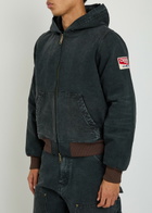 Cherry Los Angeles Logo-appliquéd Hooded Quilted Denim Jacket Black