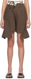 SRVC Brown Asymmetric Shorts