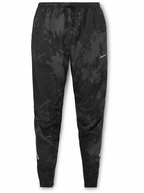 Photo: Nike Running - Run Division Slim-Fit Tapered Printed Dri-FIT Ripstop Track Pants - Black