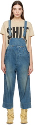R13 Indigo Slouch Denim Overalls