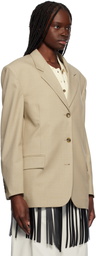 RECTO Beige Wool Blend Tailored Daddy Blazer