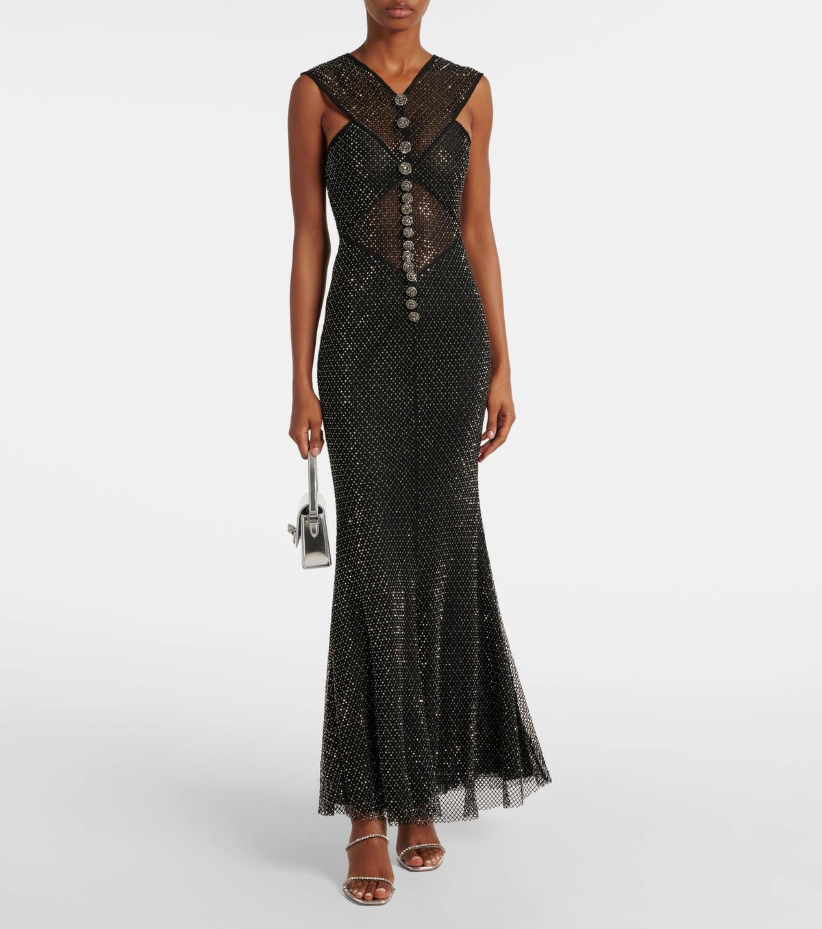 Self-Portrait Embellished fishnet maxi dress Self-Portrait