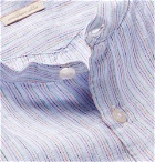 Massimo Alba - Grandad-Collar Striped Linen Shirt - Blue