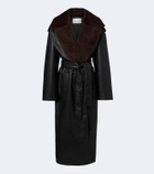 The Frankie Shop Edra shearling-trimmed wrap coat