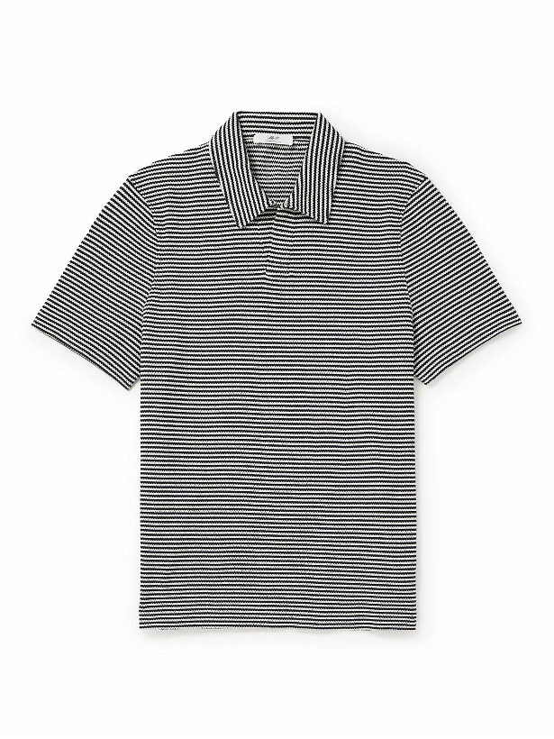 Photo: Mr P. - Striped Organic Cotton Polo Shirt - Gray