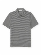 Mr P. - Striped Organic Cotton Polo Shirt - Gray
