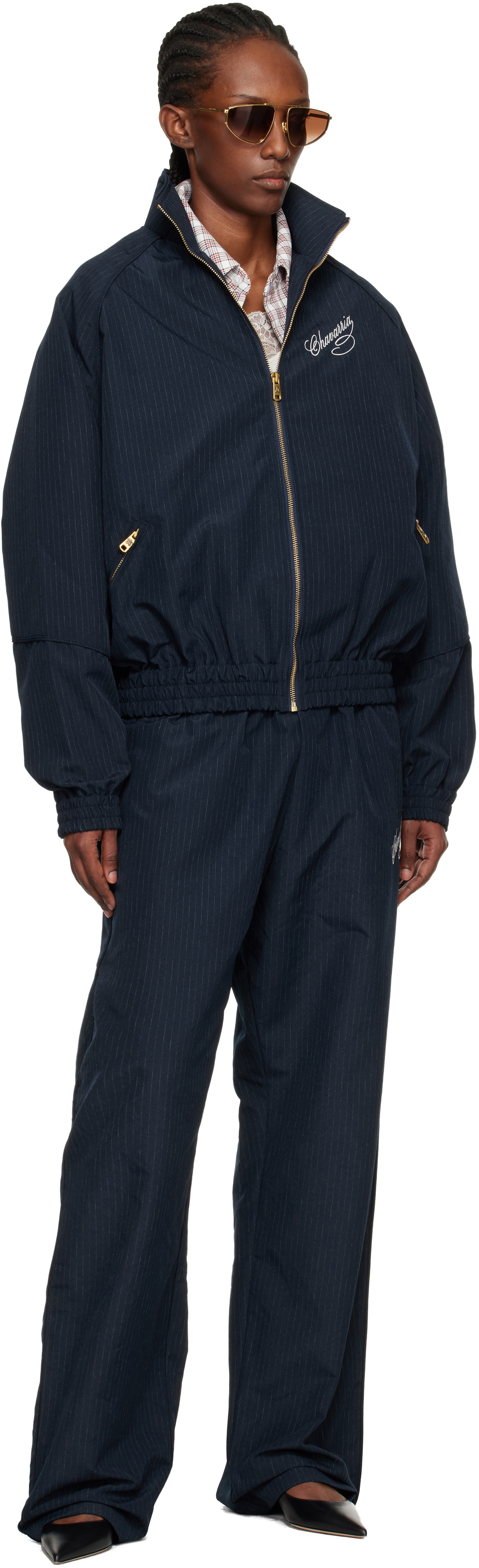 WILLY CHAVARRIA Navy Ruff Rider Track Pants