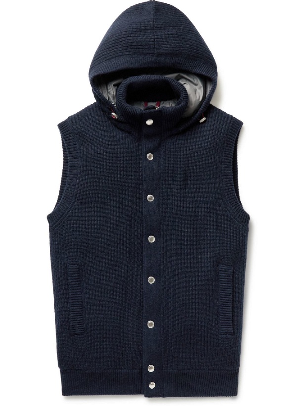 Photo: Brunello Cucinelli - Padded Cashmere Hooded Gilet - Blue