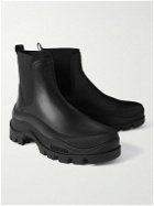 Moncler - Larue Rubber-Trimmed Leather Chelsea Boots - Black
