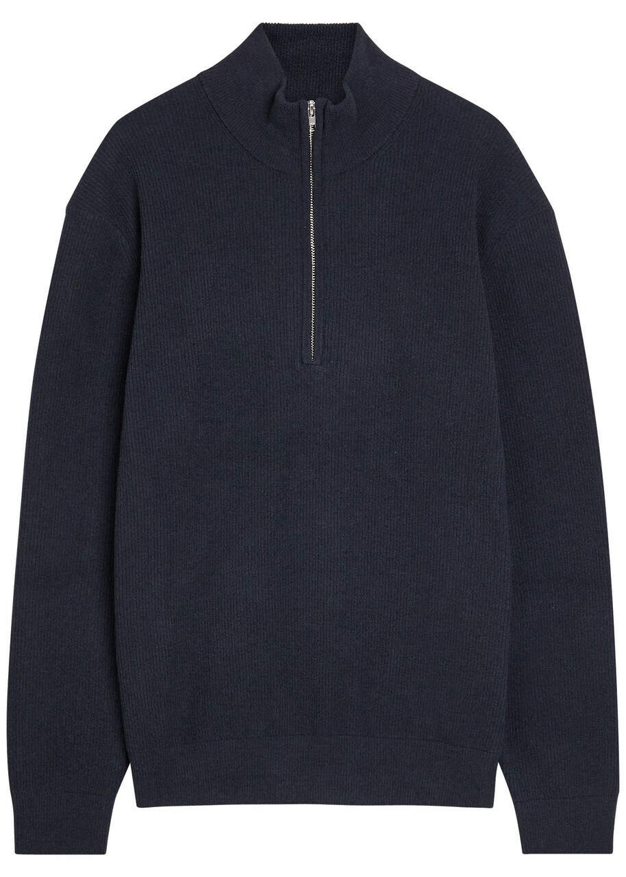 NN07 Danny Half-zip Ribbed Knit Jumper Navy
