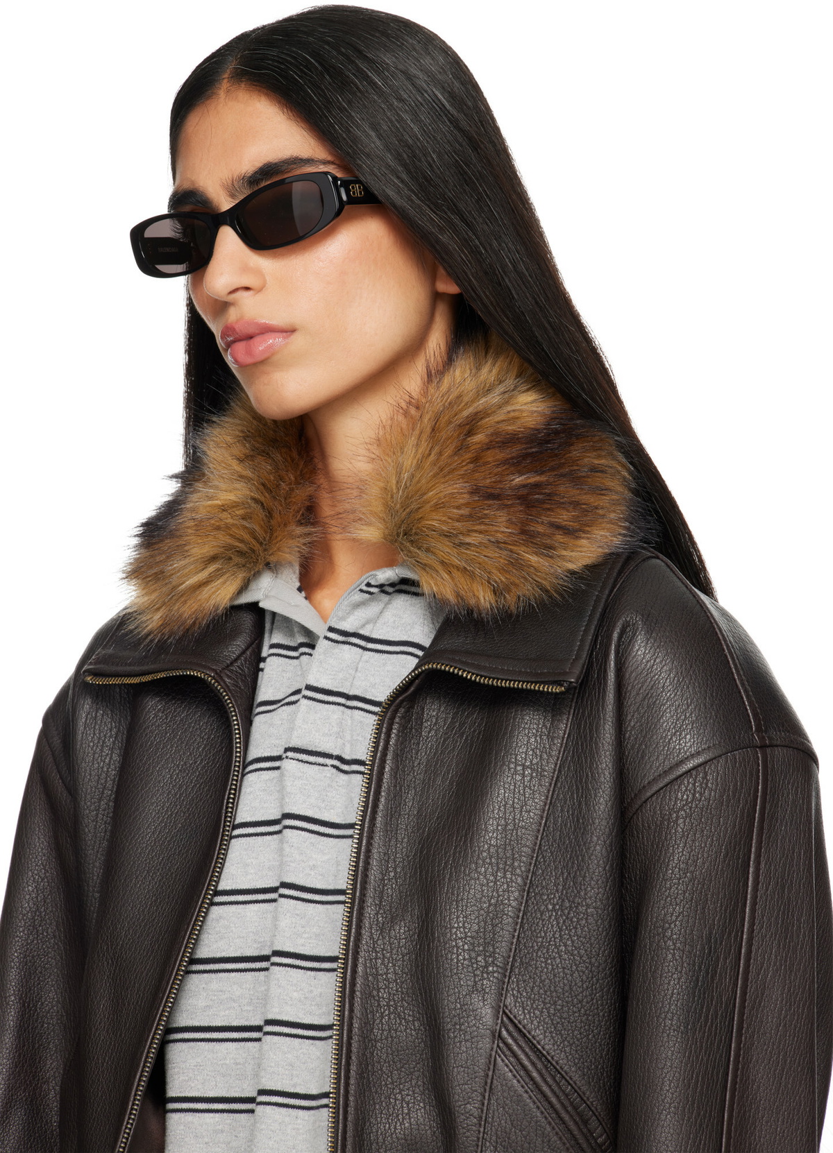 Balenciaga Black Rectangular Sunglasses