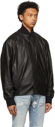 Fear of God Black Leather Bomber Jacket