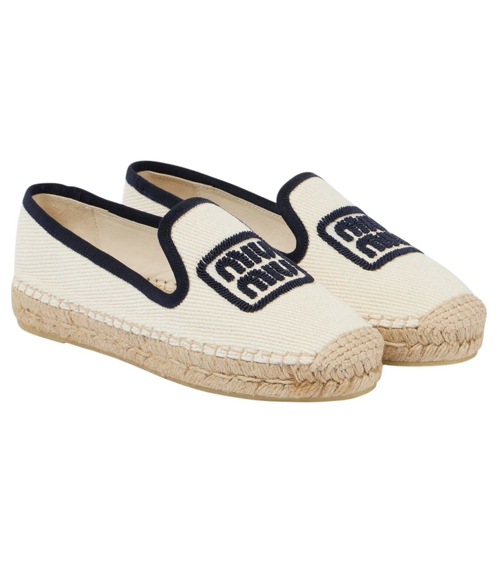Photo: Miu Miu Logo embroidered drill espadrilles