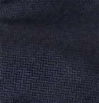 Kingsman - Drake's 8cm Herringbone Cashmere Tie - Blue
