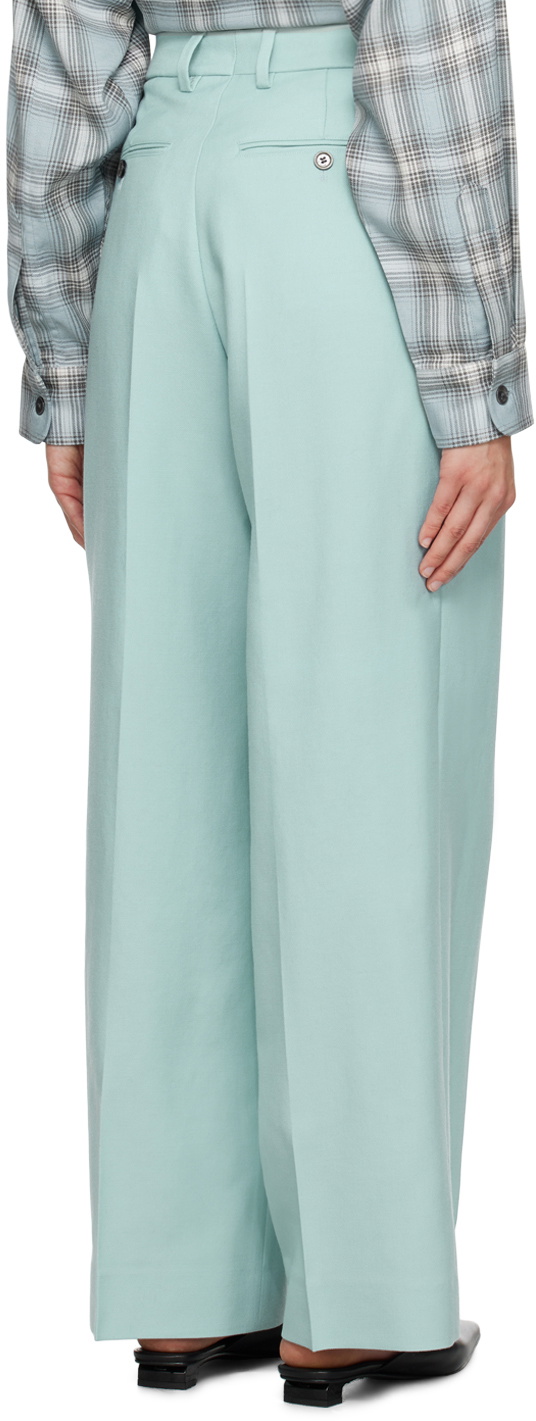 AMI Alexandre Mattiussi Blue Pleated Trousers