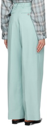 AMI Alexandre Mattiussi Blue Pleated Trousers