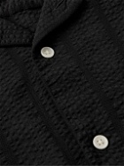 Corridor - Camp-Collar Striped Cotton-Seersucker Shirt - Black
