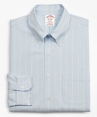 Brooks Brothers Men's Stretch Madison Relaxed-Fit Dress Shirt, Non-Iron Pinstripe | Blue