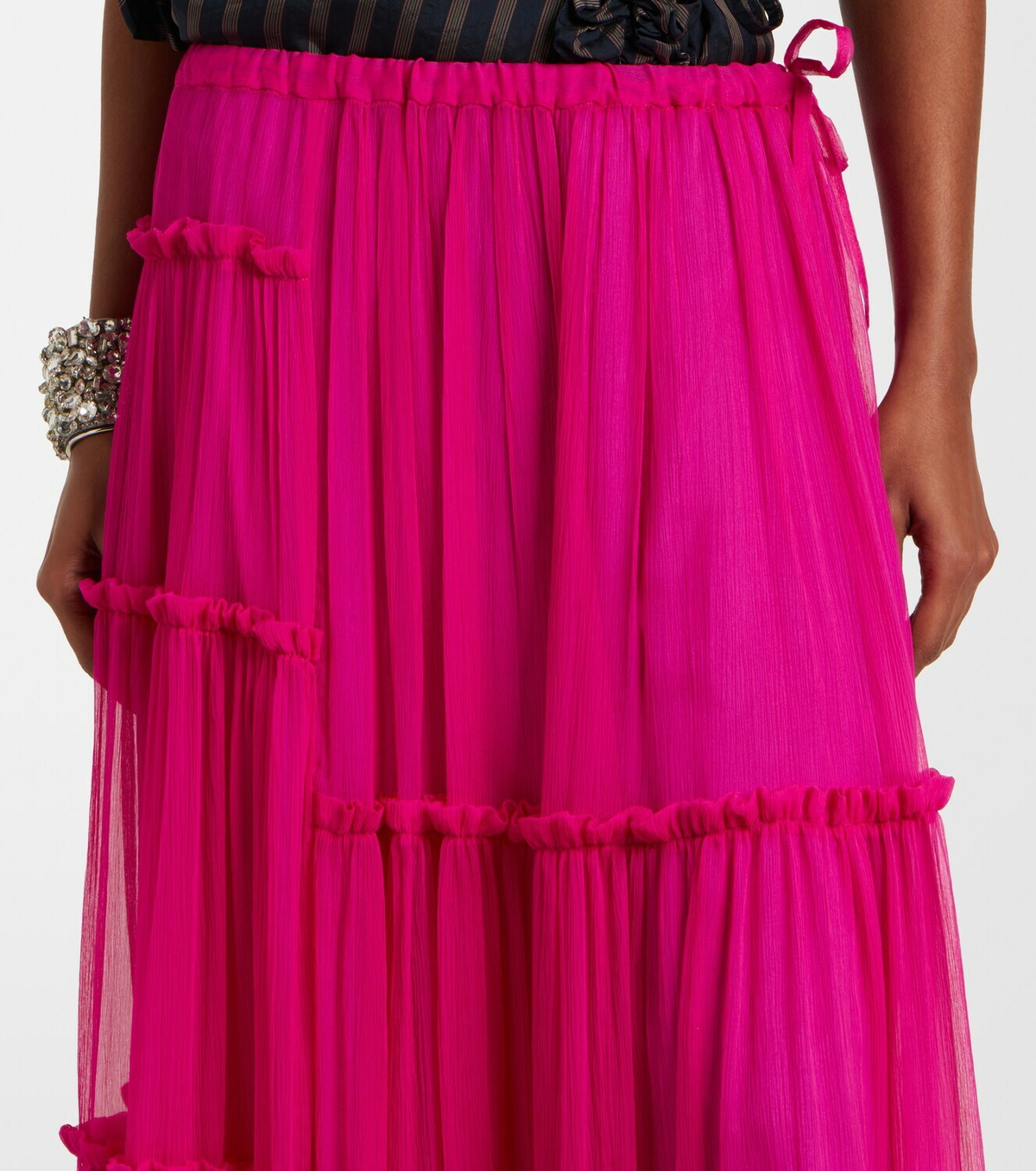 Dries Van Noten Asymmetric silk muslin skirt