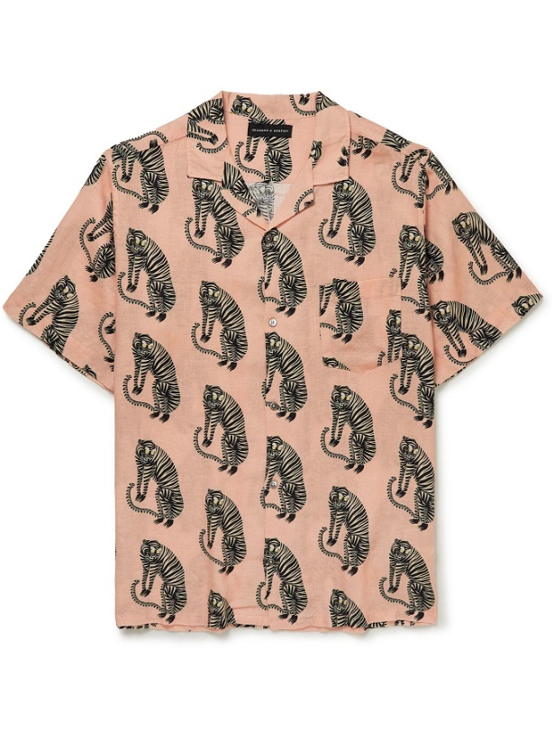 Photo: Desmond & Dempsey - Camp-Collar Printed Linen Pyjama Shirt - Pink