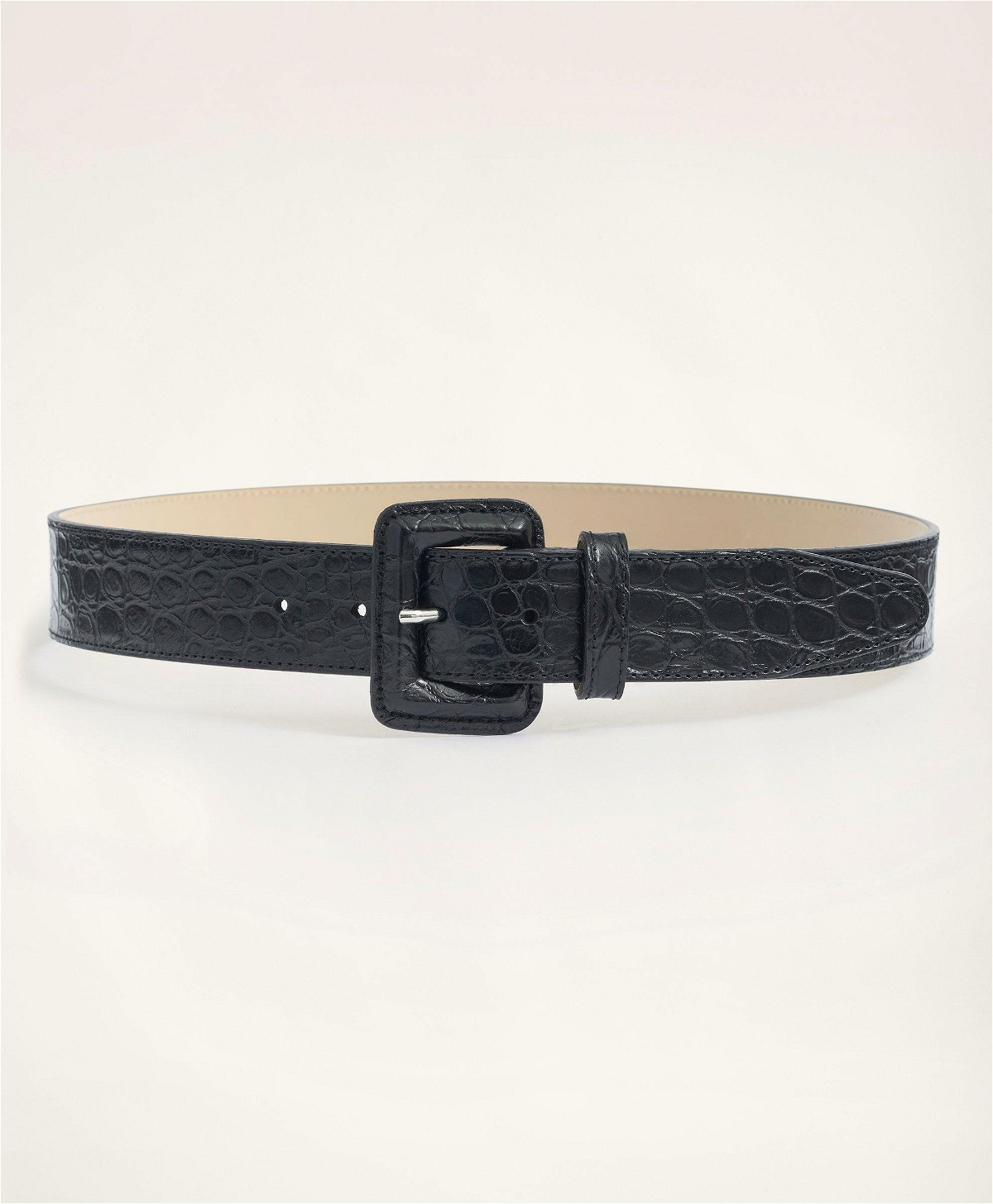 Photo: Brooks Brothers Women's Leather Croc Embossed Belt | Black