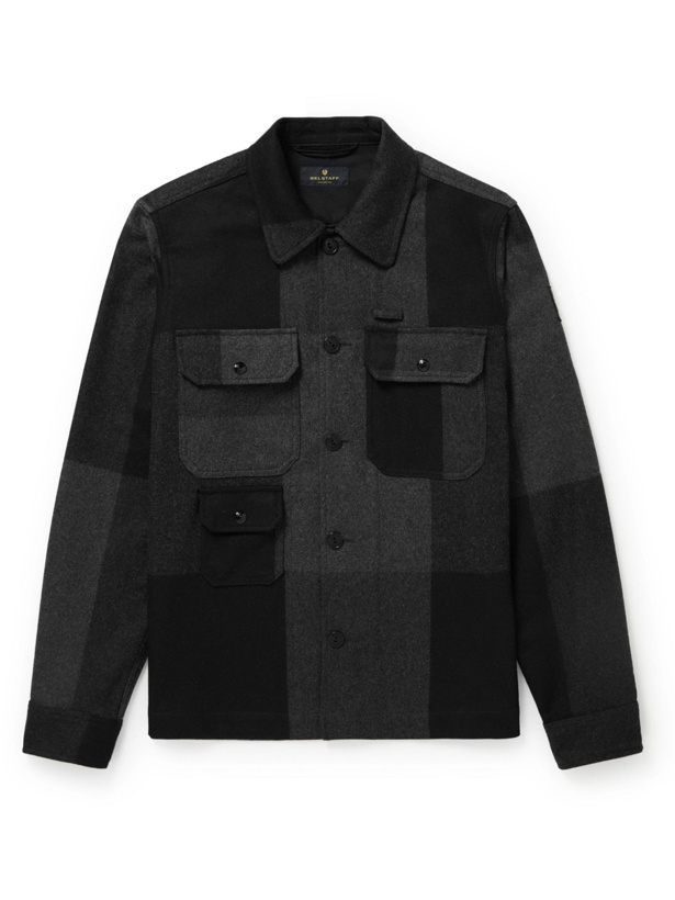 Photo: Belstaff - Forge Logo-Appliquéd Checked Wool-Blend Overshirt - Gray