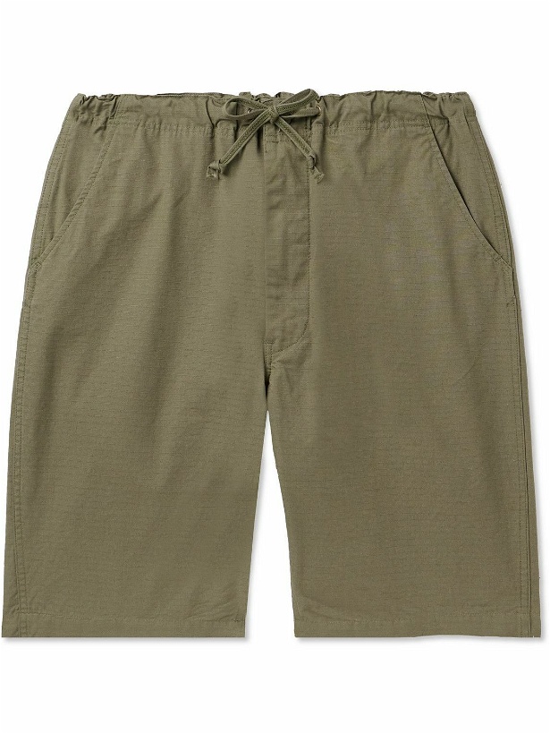 Photo: OrSlow - Straight-Leg Cotton-Ripstop Drawstring Shorts - Green