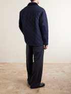 Purdey - Cotton Corduroy-Trimmed Padded Quilted Shell Jacket - Blue