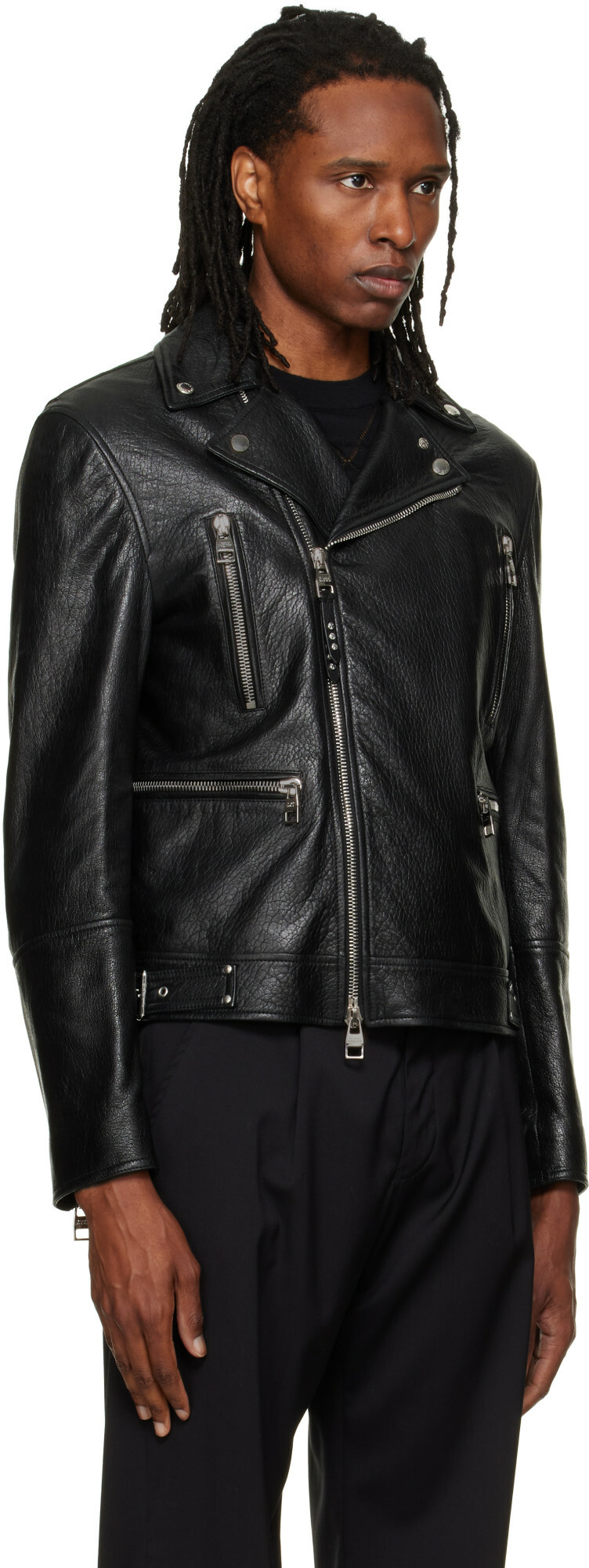 McQueen Black Classic Biker Leather Jacket
