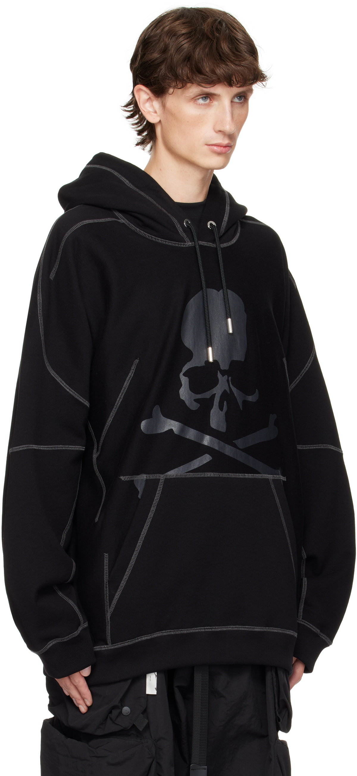 mastermind JAPAN Black Boxy Fit Stitching Hoodie mastermind