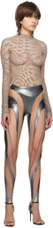 Mugler Silver Sheer Spiral Leggings