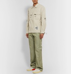 Off-White - Slim-Fit Flared Sateen Trousers - Green