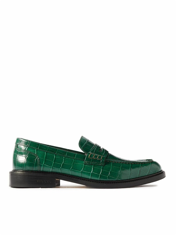 Photo: VINNY's - Townee Croc-Effect Leather Penny Loafers - Green
