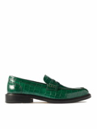 VINNY's - Townee Croc-Effect Leather Penny Loafers - Green