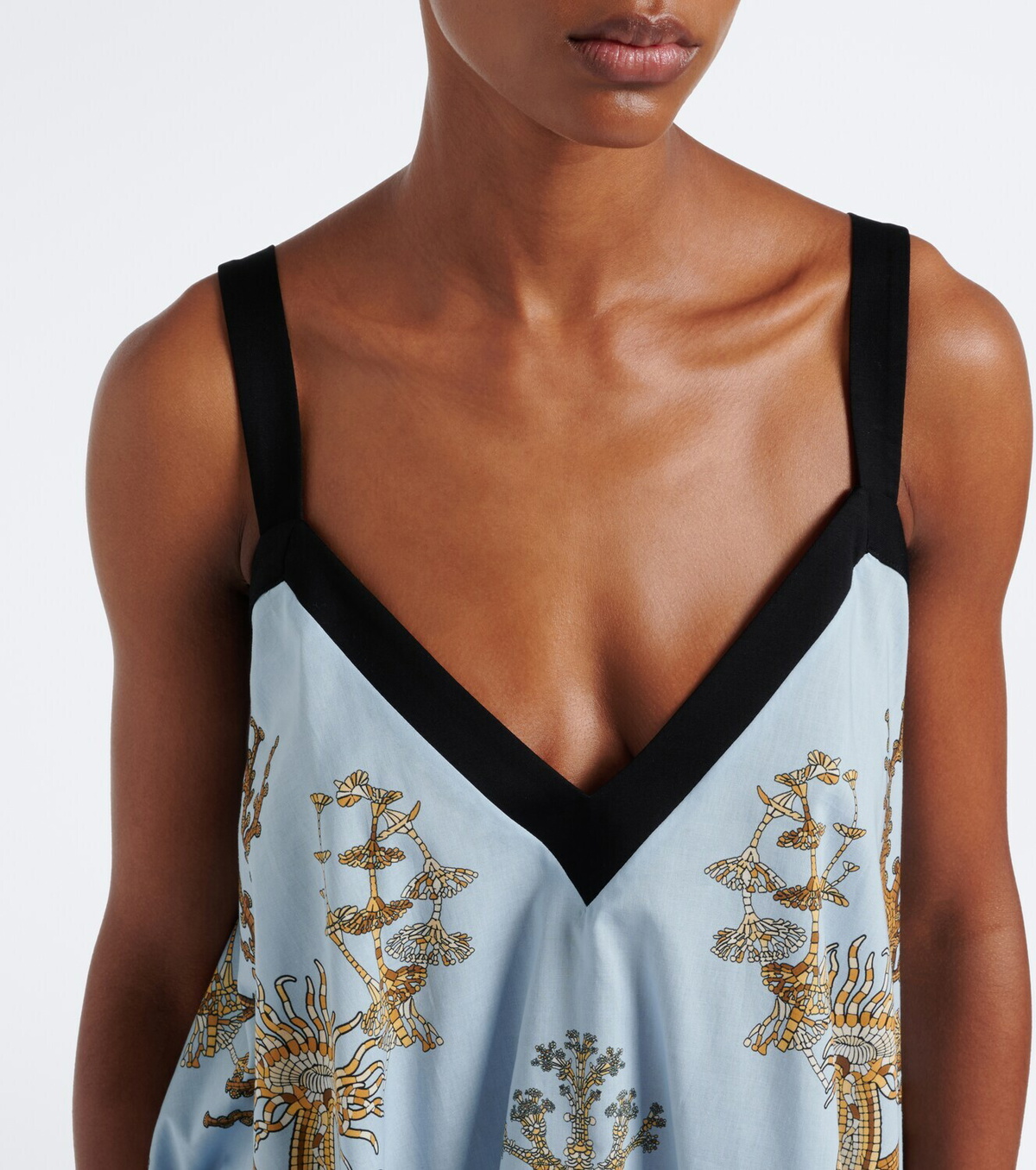 La DoubleJ Printed asymmetric cotton top